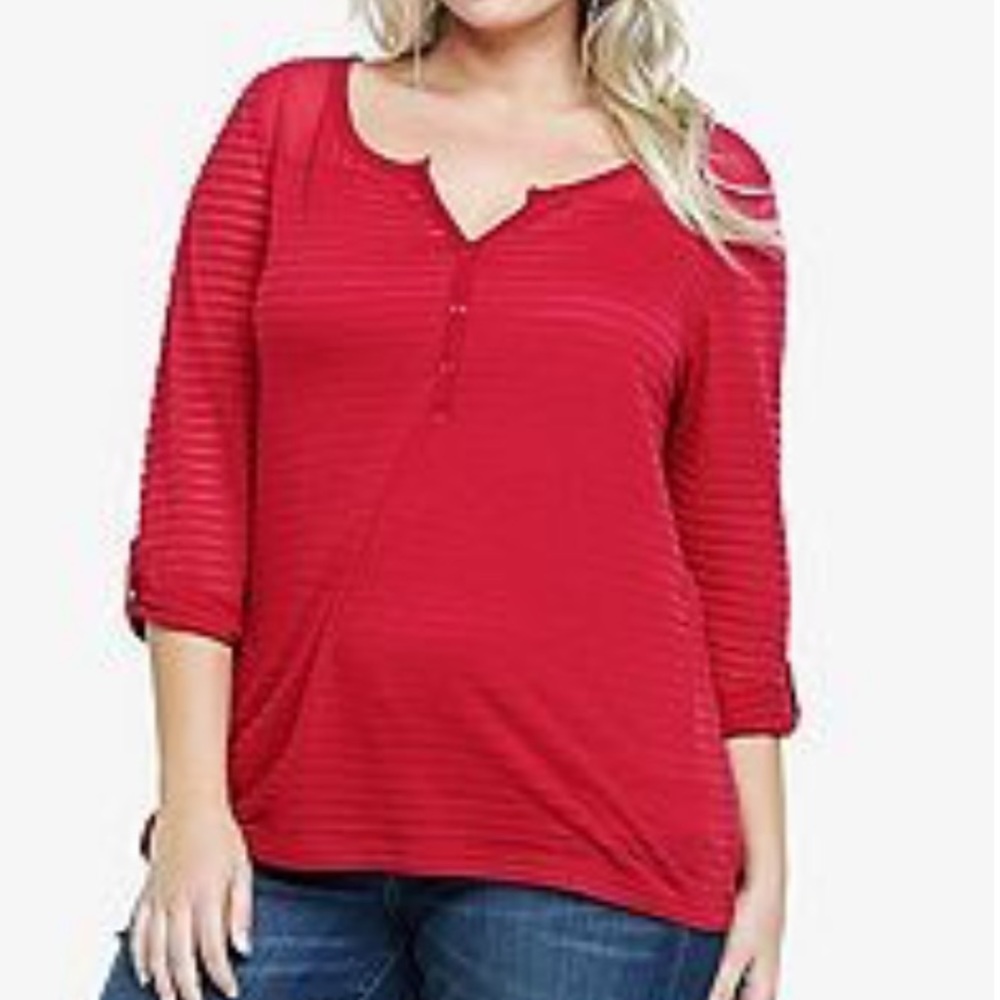 Torrid plus size stripe burn out henley tee 2X NWT